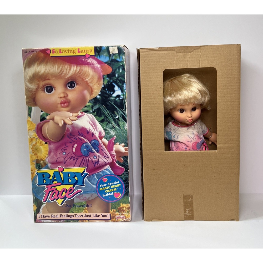 Vintage 1990 Galoob Baby Face So Loving Laura #4 NIOB Complete Charm Box